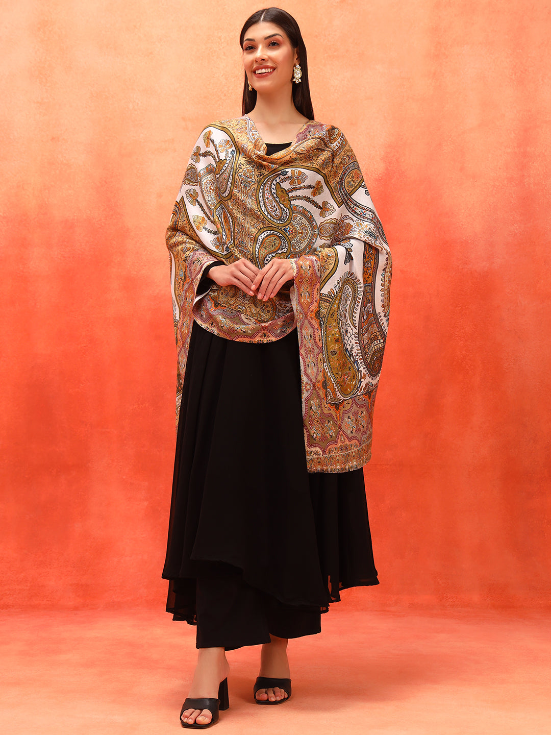 Pashmoda Women Royal Embers Fine Soft Bamboo Fibre Stole (Size: 71x203 CM)