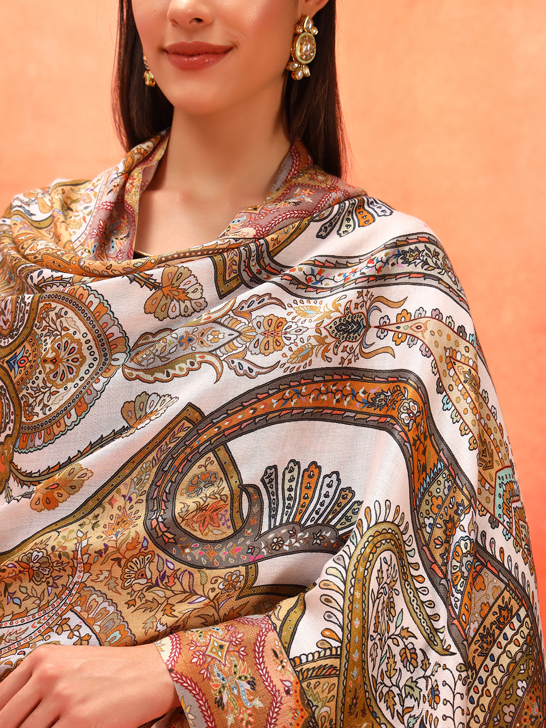 Pashmoda Women Royal Embers Fine Soft Bamboo Fibre Stole (Size: 71x203 CM)