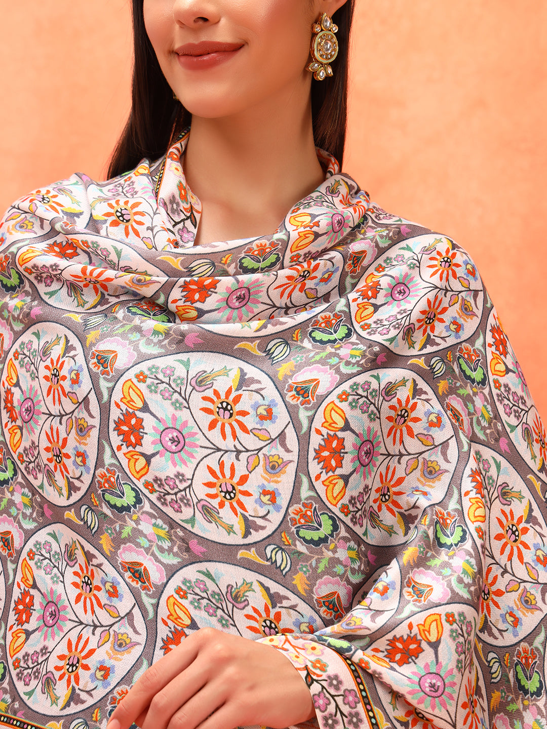 Pashmoda Women Floral Sonata Fine Soft Bamboo Fibre Stole (Size: 71x203 CM)