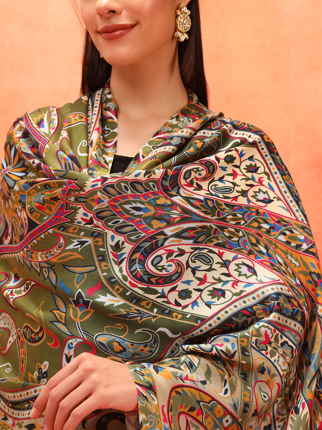 Pashmoda Women Royal Embers Fine Soft Bamboo Fibre Stole (Size: 71x203 CM)