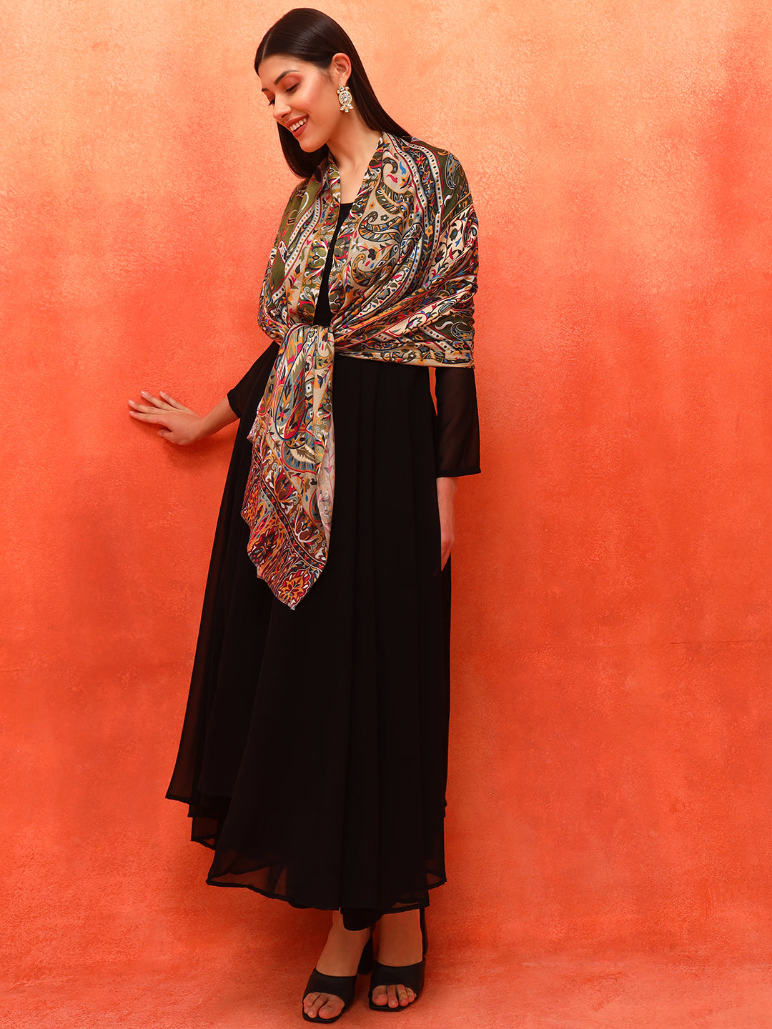 Pashmoda Women Royal Embers Fine Soft Bamboo Fibre Stole (Size: 71x203 CM)