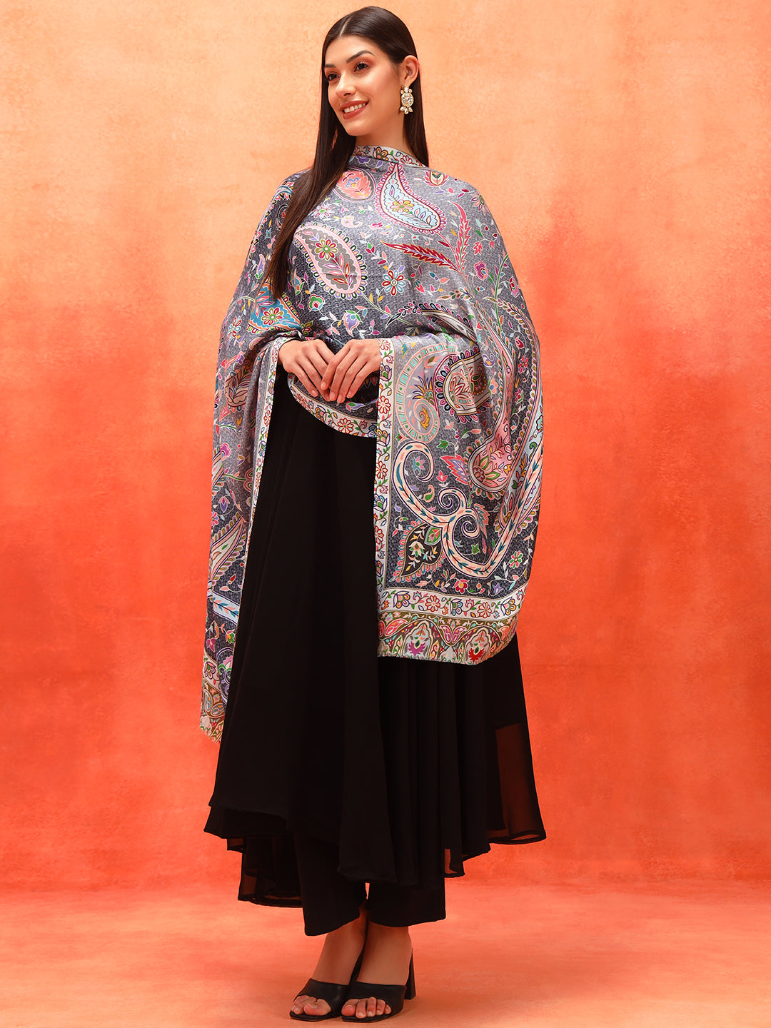 Pashmoda Women Royal Embers Fine Soft Bamboo Fibre Stole (Size: 71x203 CM)