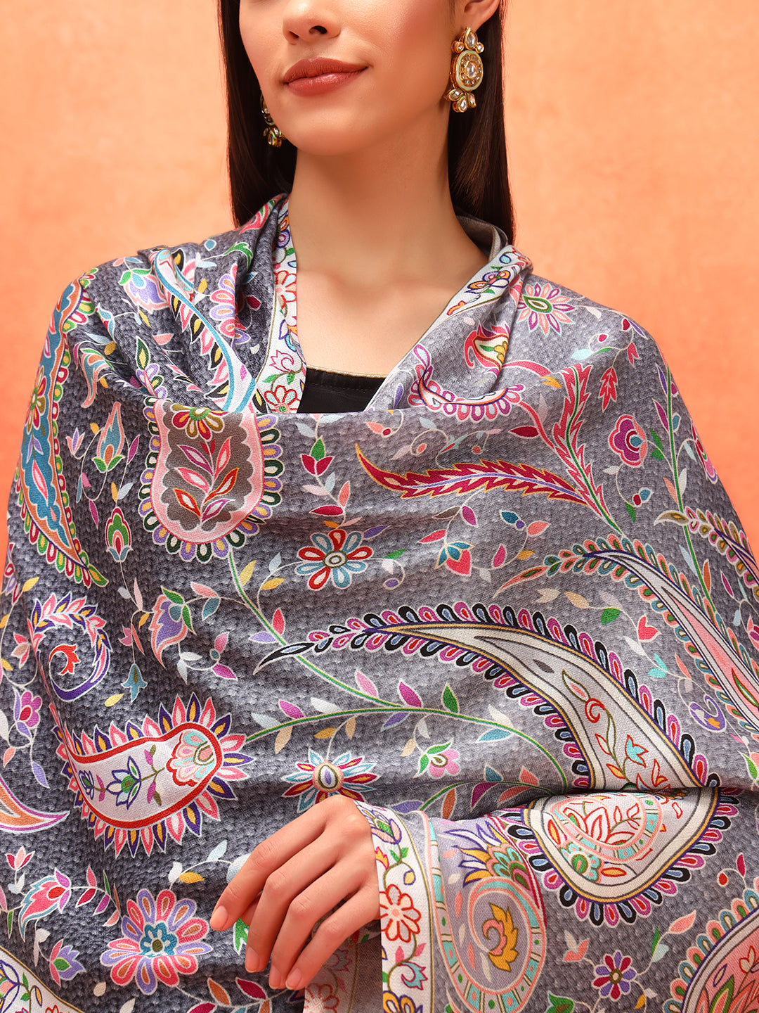 Pashmoda Women Royal Embers Fine Soft Bamboo Fibre Stole (Size: 71x203 CM)