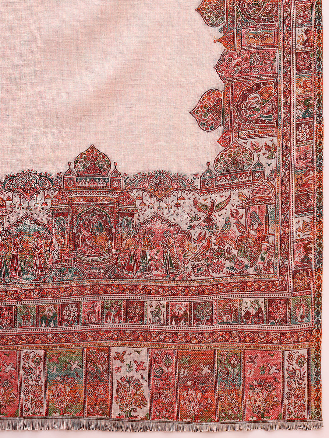 Pashmoda Women Arcadia Borders Kashmiri Jamawar Woven Shawl (Size: 101X203 CM)