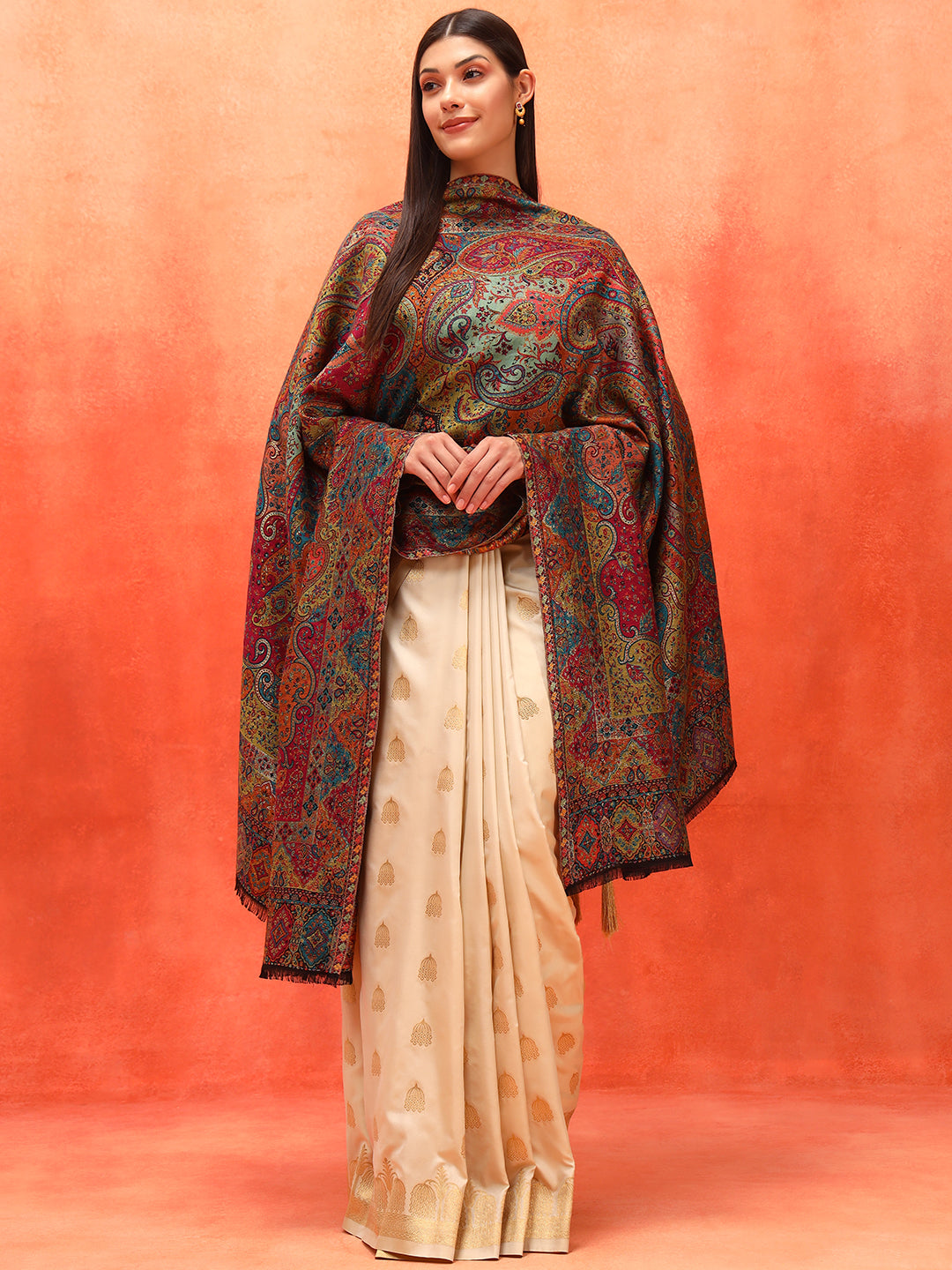 Pashmoda Women Zarveen Zari Kaani Fine Wool Shawl (Size:101x203 CM)