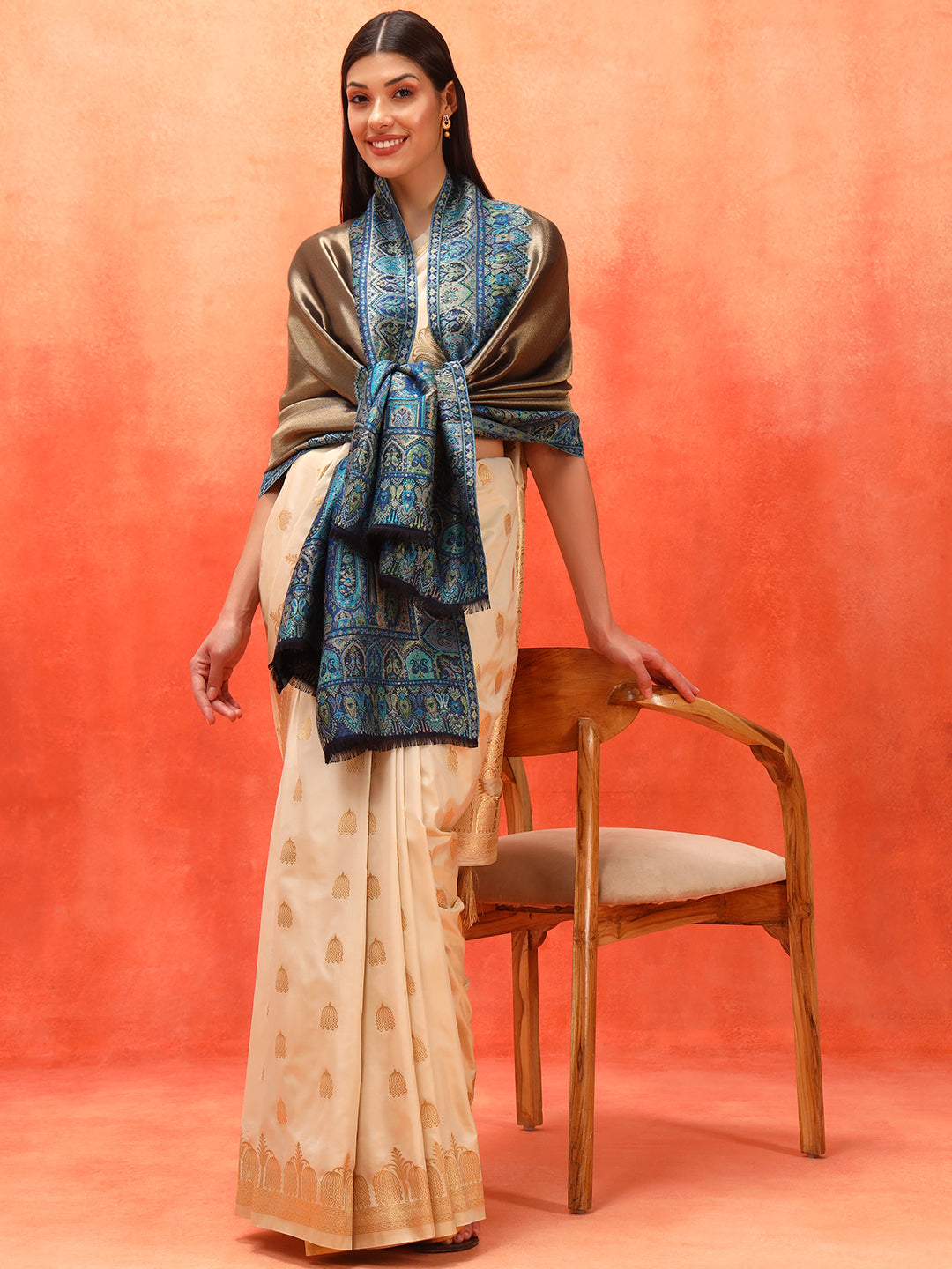 Pashmoda Women Zarvash Zari Kaani Fine Wool Shawl (Size: 101X203 CM)