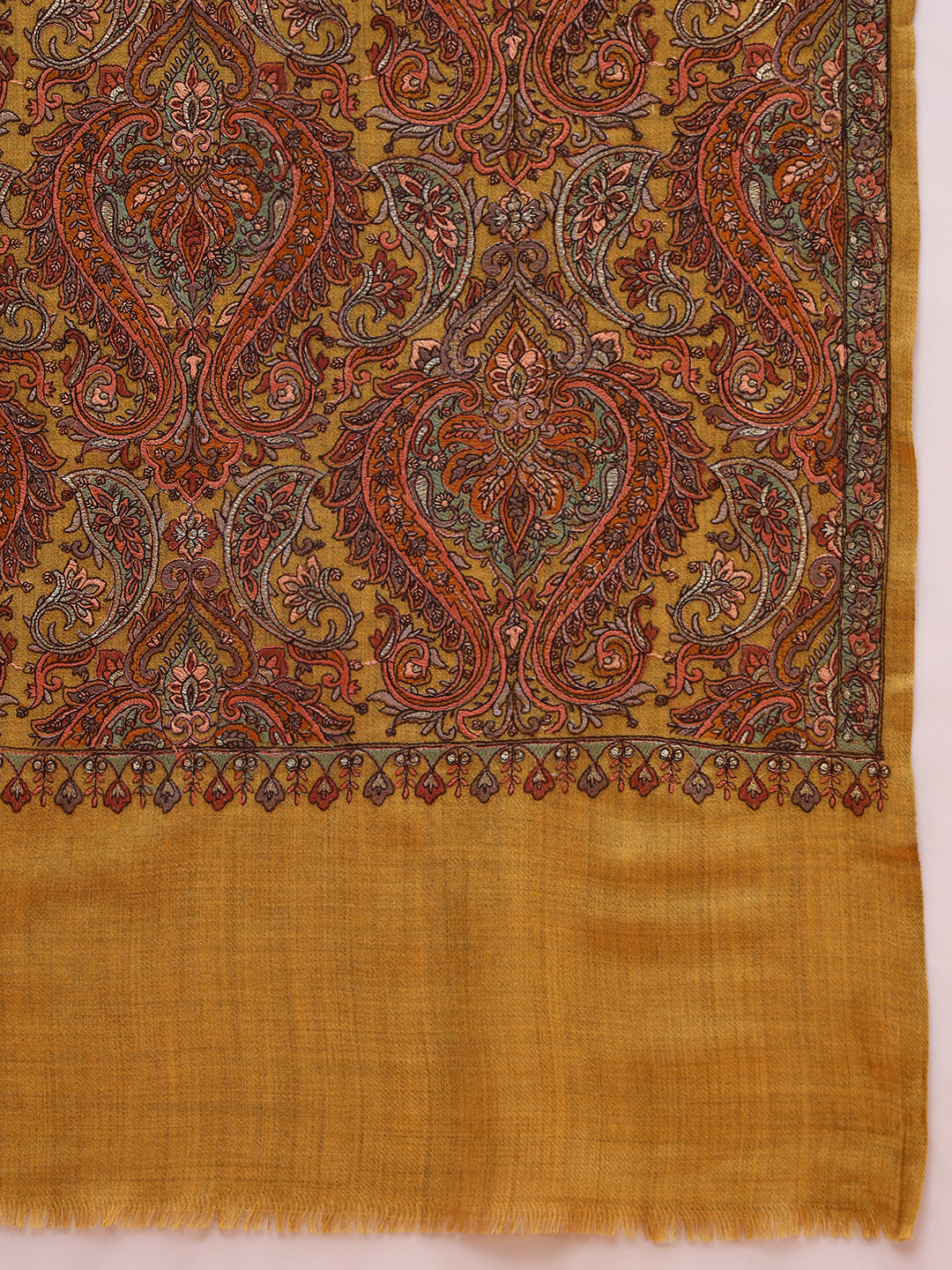 Pashmoda Women Rehnan 100% Pure Wool Sozni Hand Embroidered Shawl (Size: 101x203 Cm)