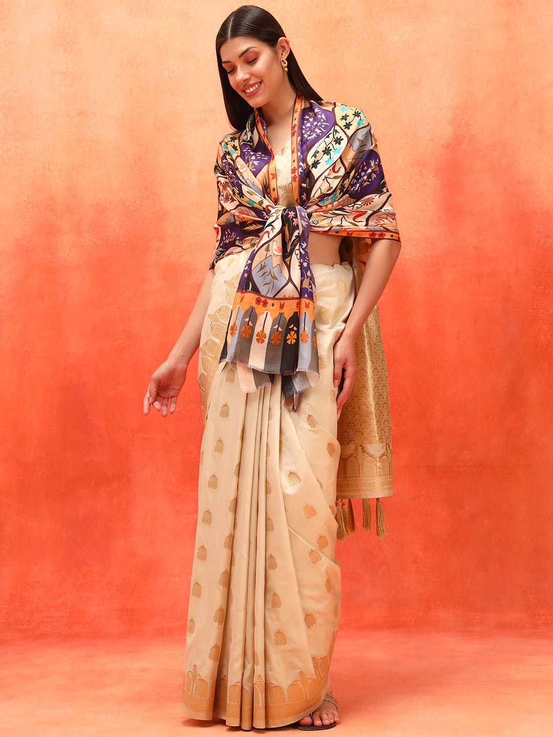 Pashmoda Women Floral Sonata Fine Soft Bamboo Fibre Stole (Size: 71x203 CM)