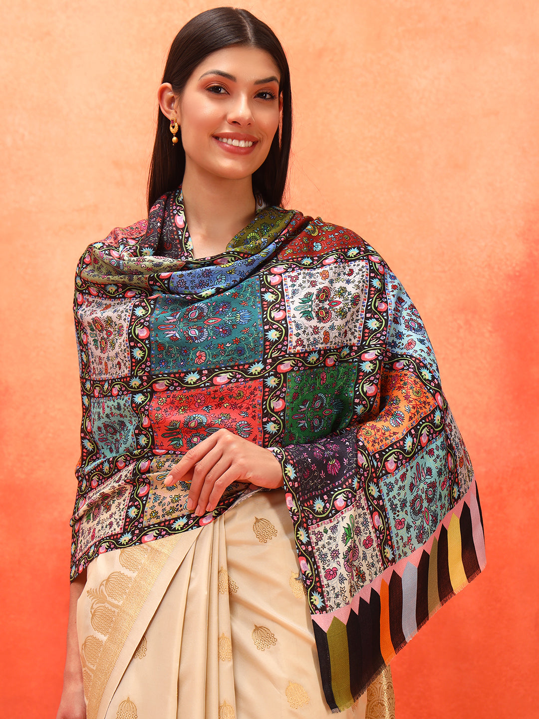 Pashmoda Women Floral Sonata Fine Soft Bamboo Fibre Stole (Size: 71x203 CM)