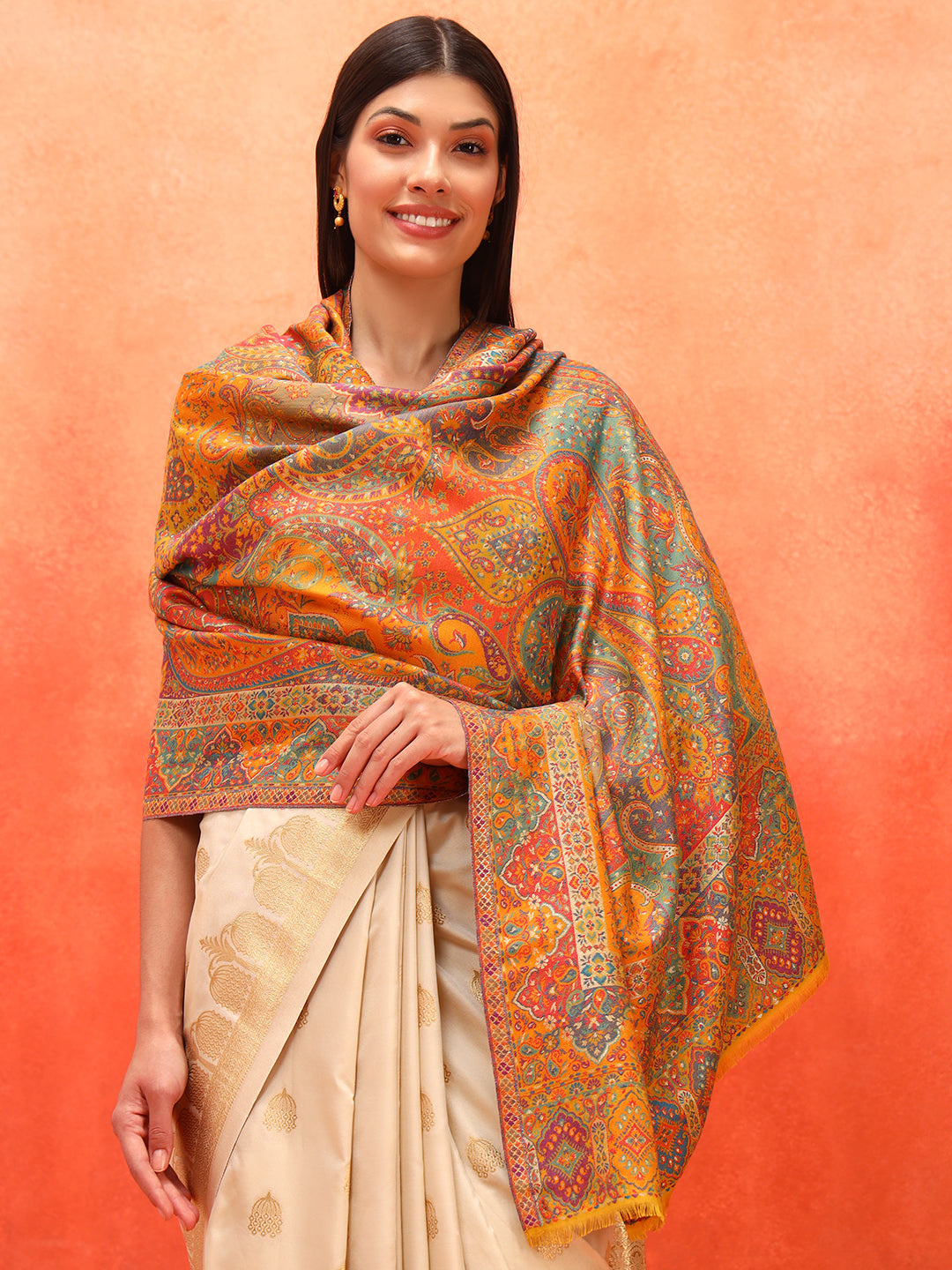 Pashmoda Women Zarveen Zari Kaani Fine Wool Shawl (Size:101x203 CM)