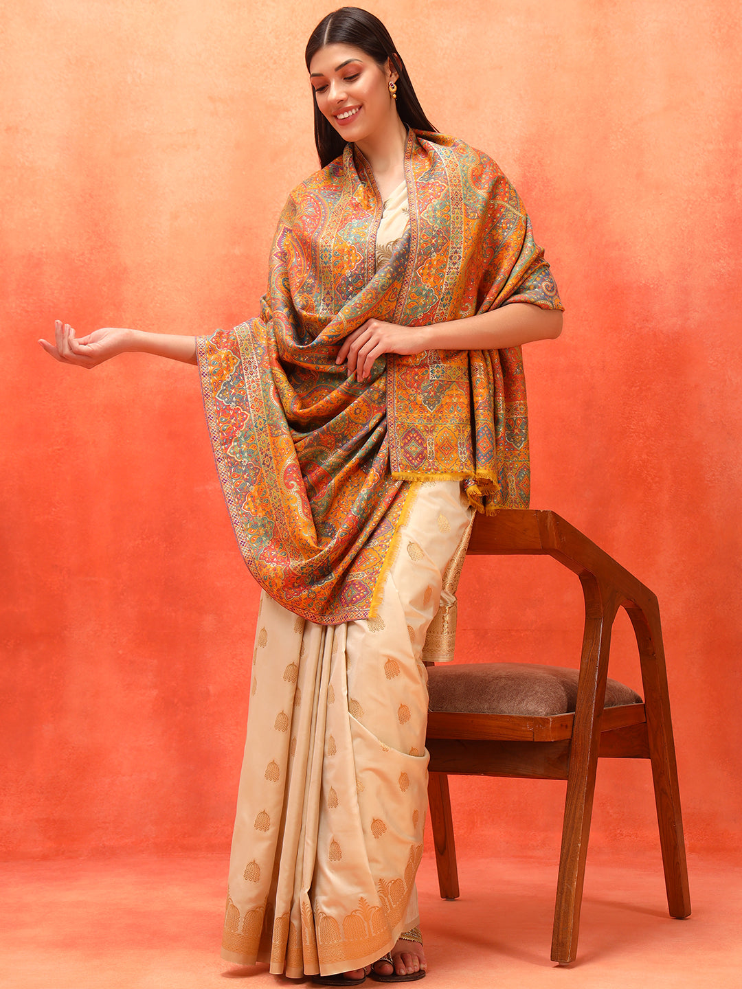 Pashmoda Women Zarveen Zari Kaani Fine Wool Shawl (Size:101x203 CM)