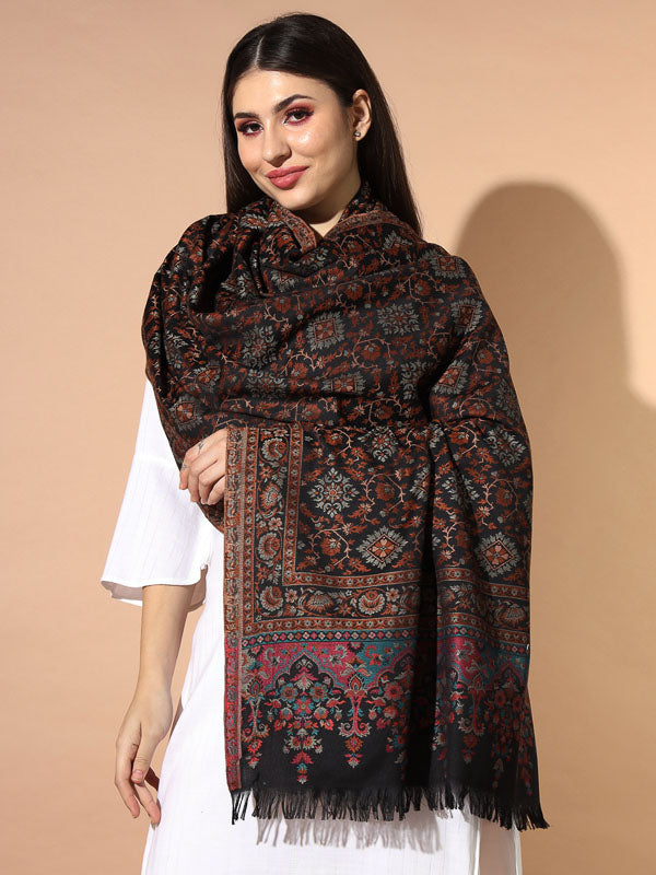 Women Zarif Woven Design Jamawar Shawl (Size 101X203 CM)