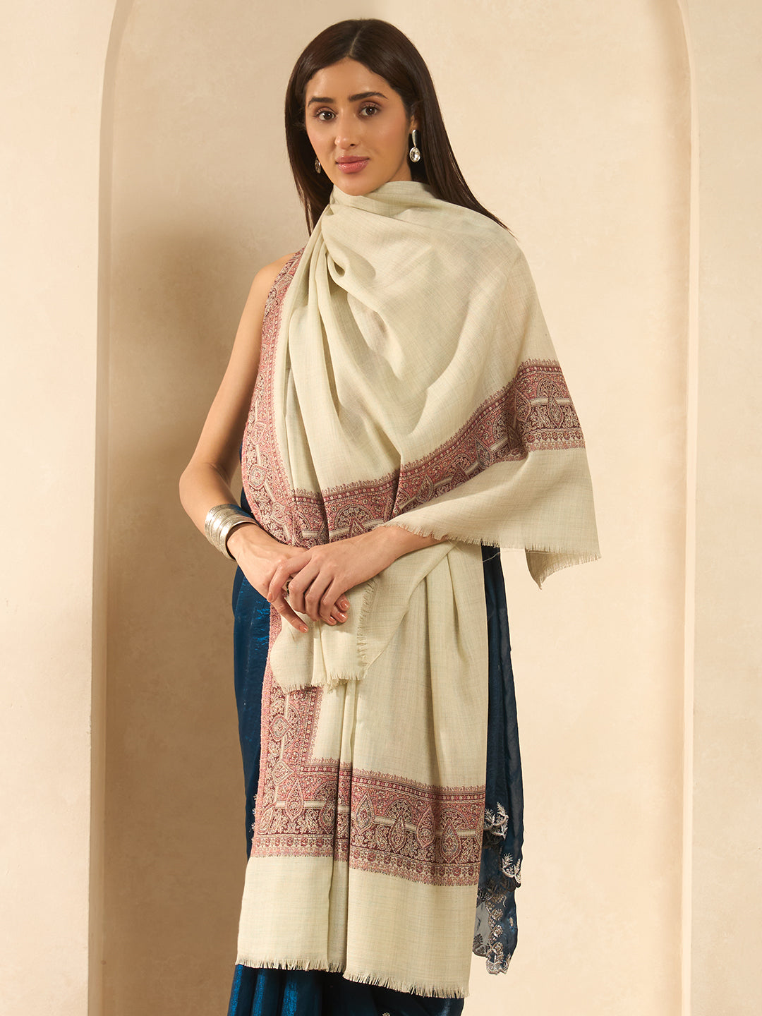 Women Shikoh Kashmiri Jamawar Woven Shawl