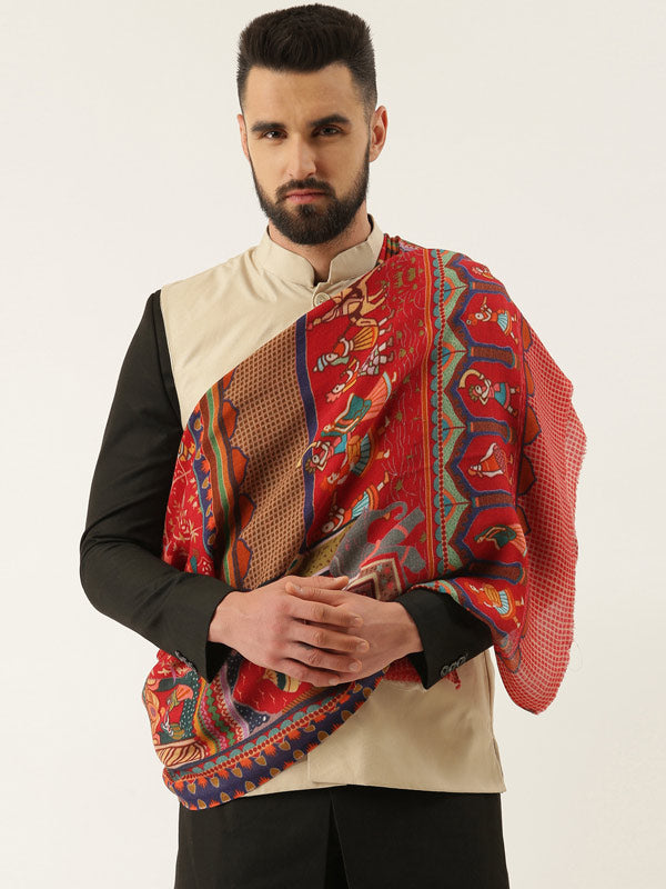 Pure Wool Printed Shikaardar Lohi, Shawl (Size 40x80 inches)