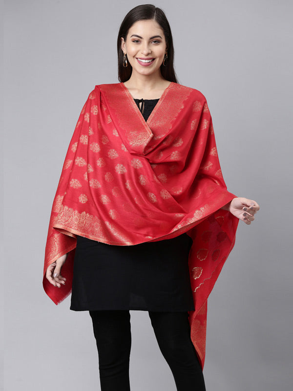 Women's Kaani Stole with Silky Zari Weave, Shawl (Size 72X208 CM)