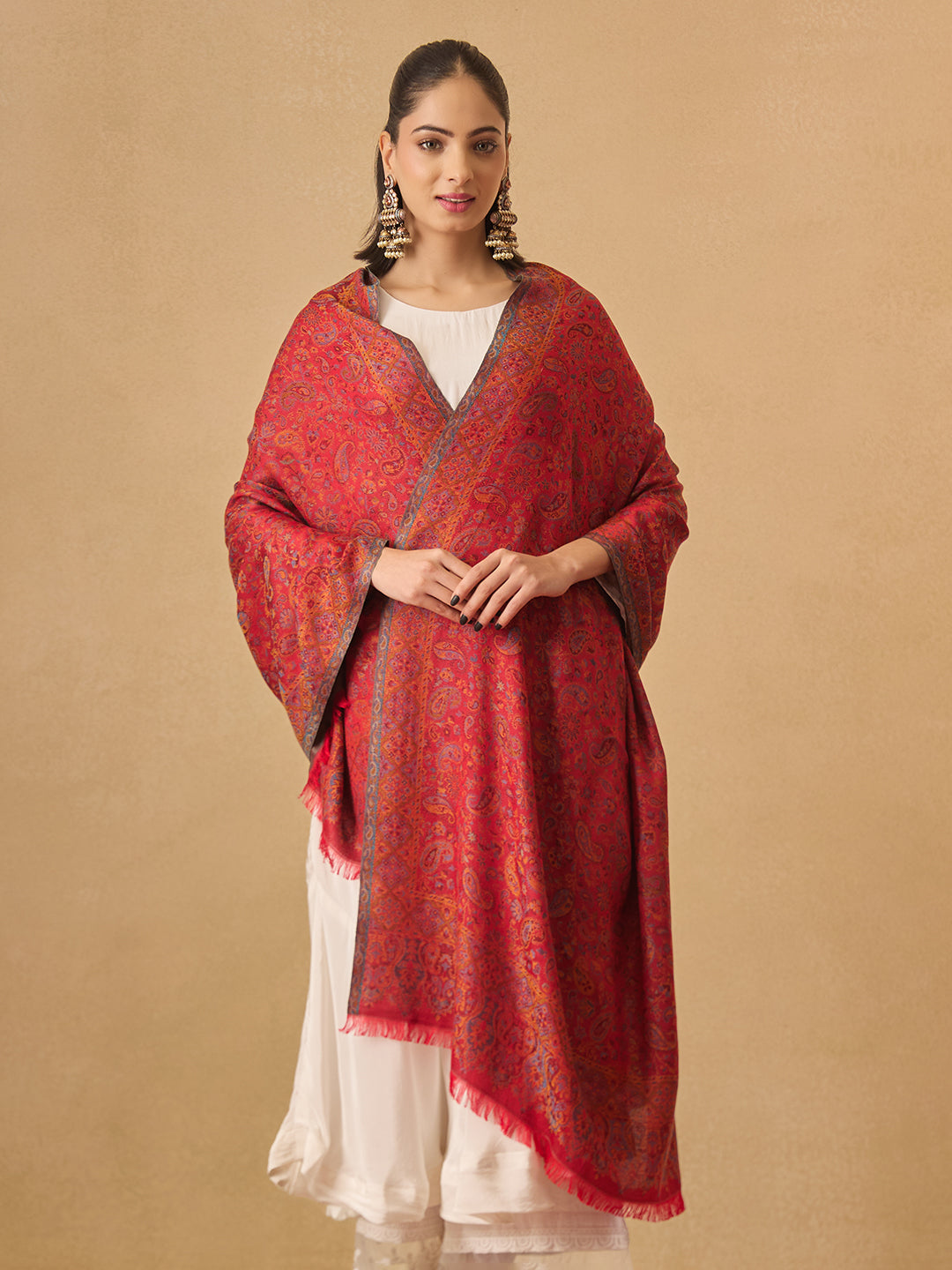 His and Her Gift Set of Jamavar Shawl and kaani Stole With Wooden Gift Box