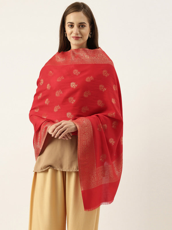 Kaani Stole with Silky Zari Weave (Size 75X203 CM)