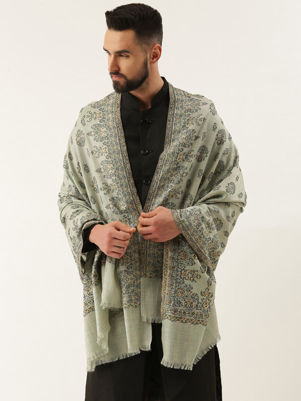 Mens Kaani Shawl, Authentic Kashmiri Luxury Pashmina Style Shawl, Full Gents Lohi, Size 101x203 CM