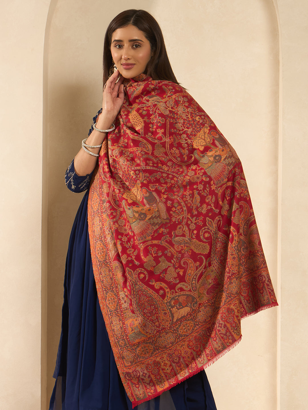 Women Royal gulistan Kaani Wool Blend Kashmiri Shawl
