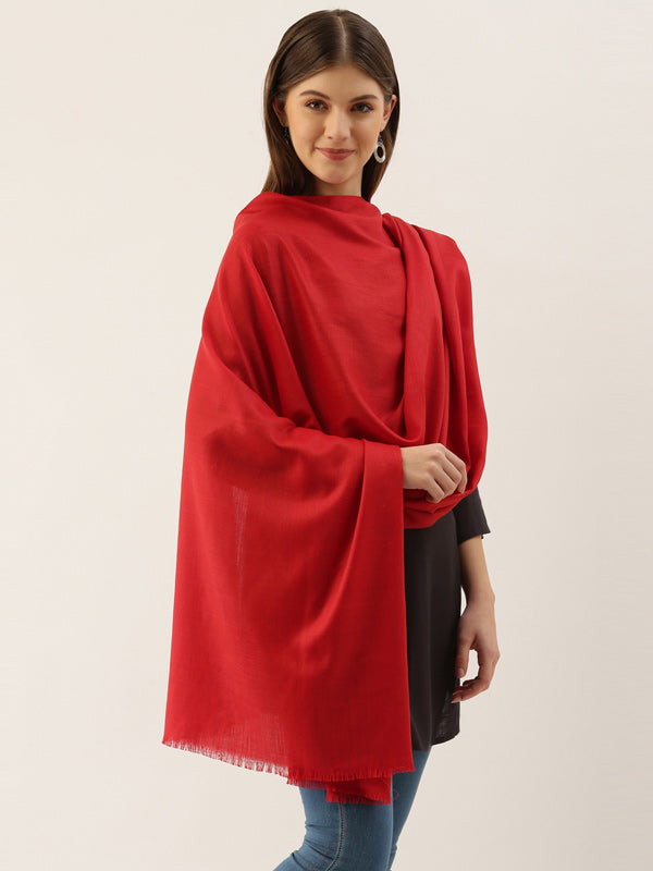 Women's Red Solid Shawl (Size : 101X203 CM)