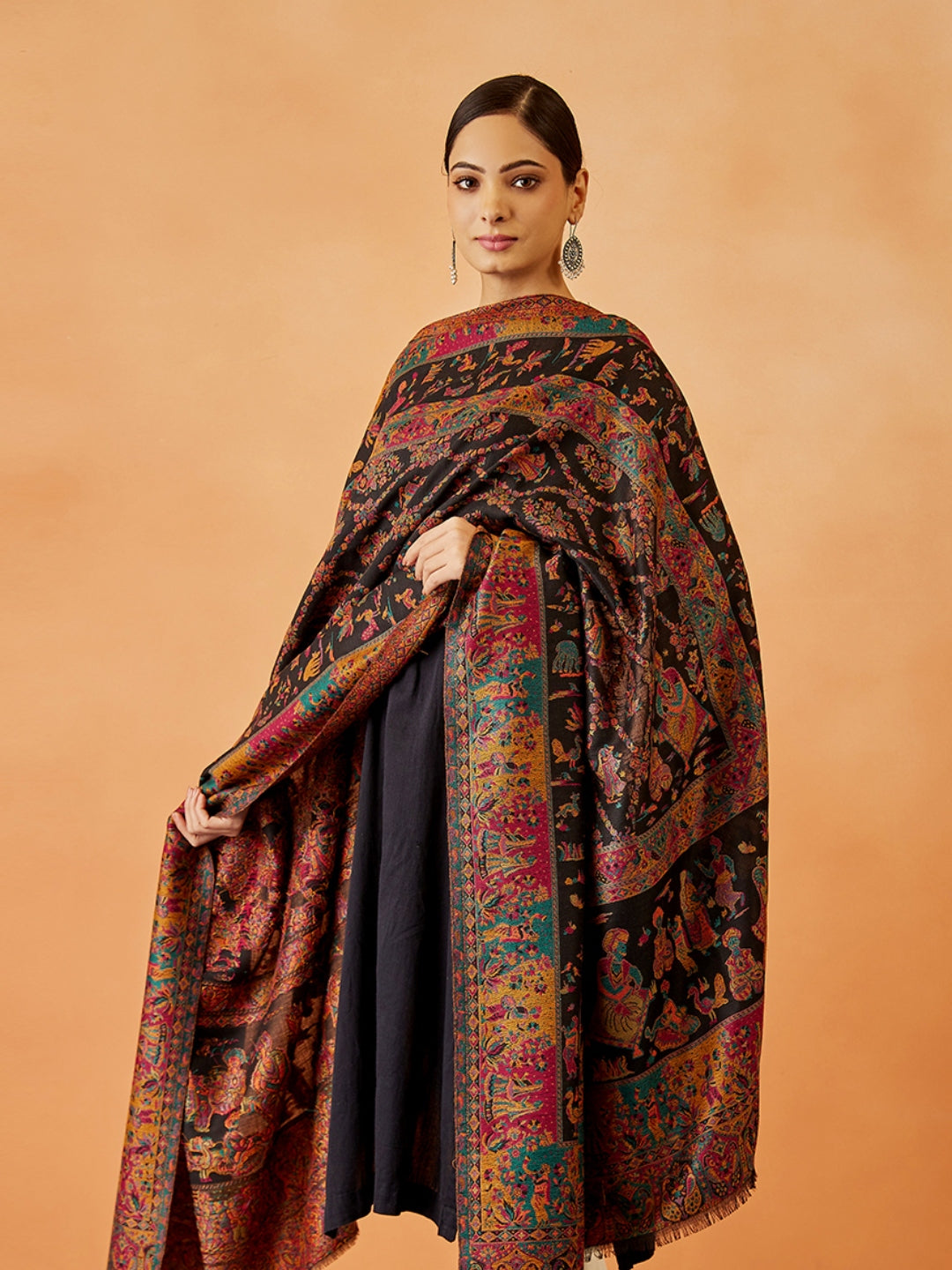 Women Gulbahar Kaani Wool Blend Kashmiri Shawl (Size: 101X203 CM)