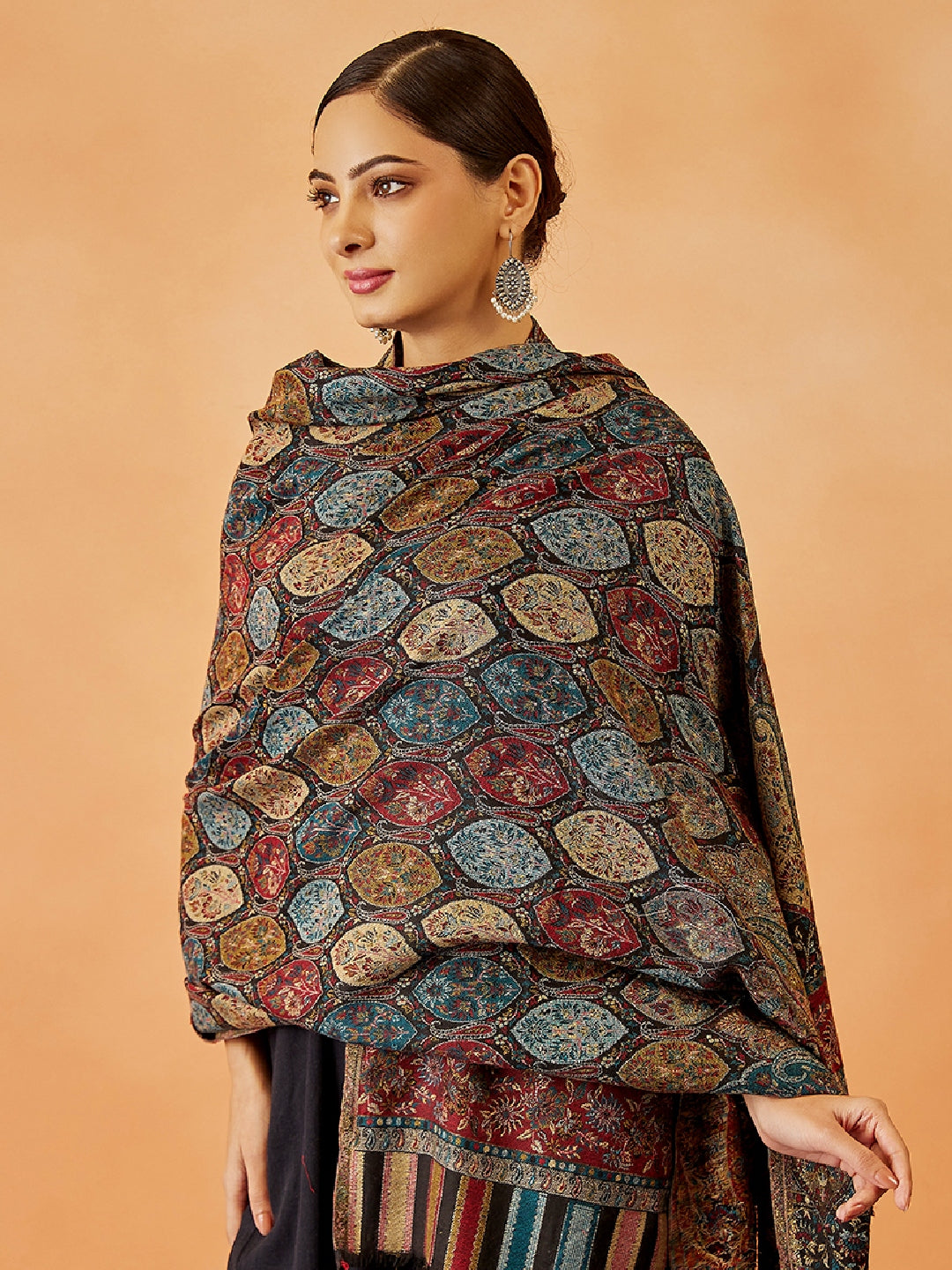 Women Gulnaz Kaani Wool Blend Kashmiri Shawl (Size: 101x203 CM)