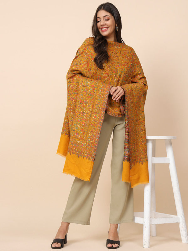 Women  Gul-e-meher Kaani Wool Shawl (Size 101X203 CM)