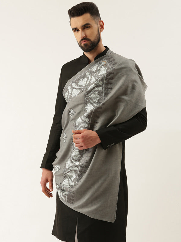 Men Embroidery Woollen Shawl (Size: 101x203 CM)