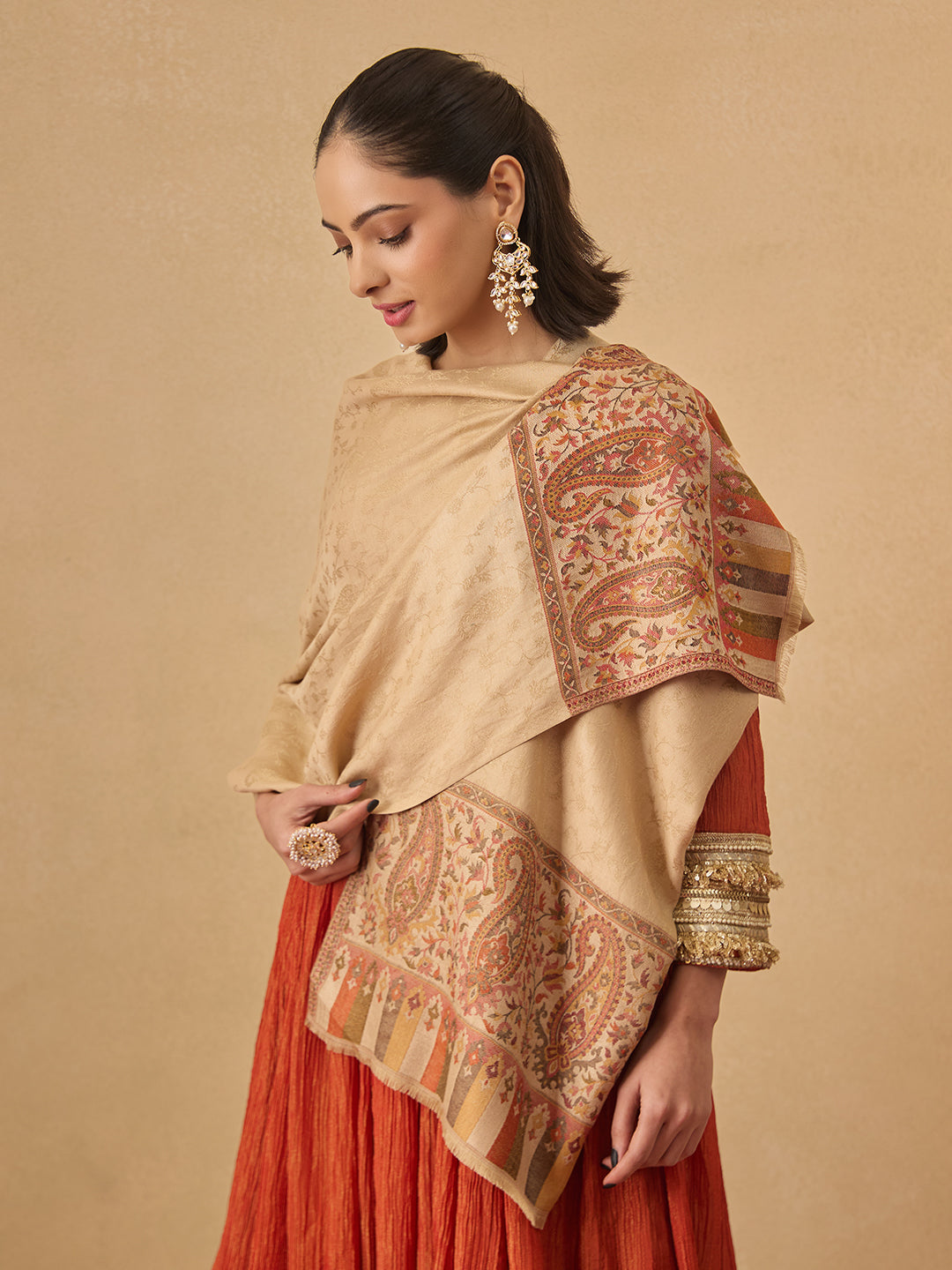 Pashmoda Women Gulpari Kaani Stole (Size : 71X203 CM)