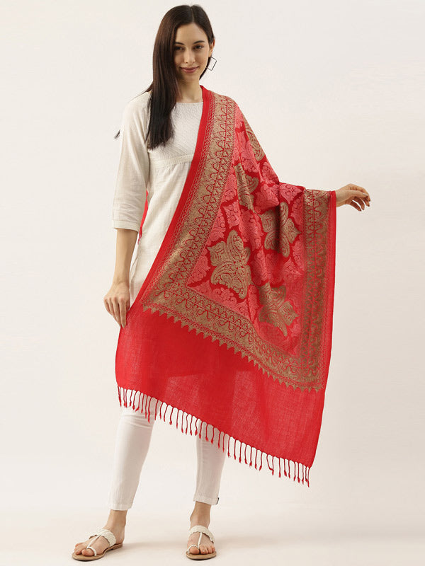 Pure Wool Aari Embroidered Stole (Size 28x80)