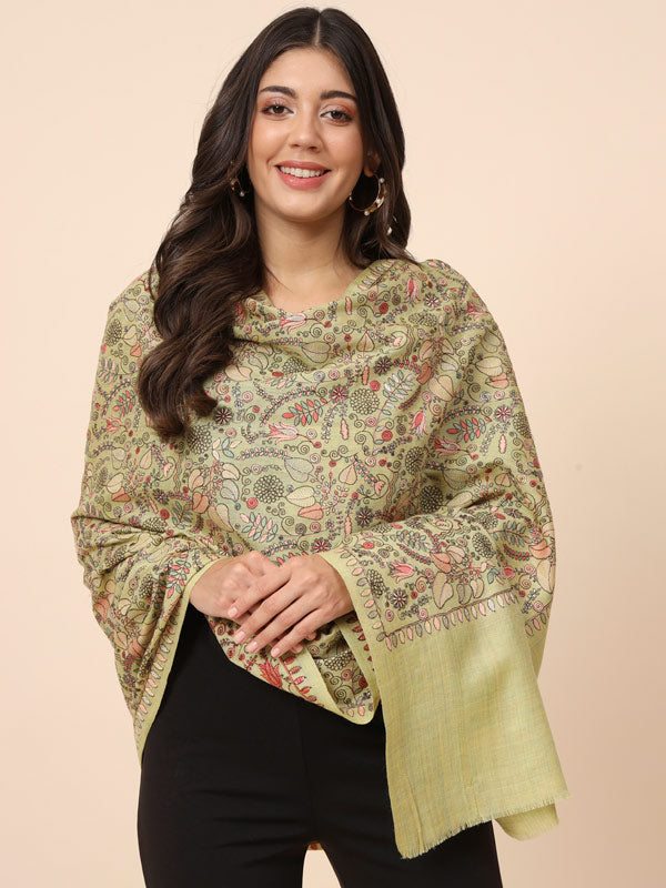 Women Gilkaari Pure Wool Embroidered Shawl (Size 101X203 CM)