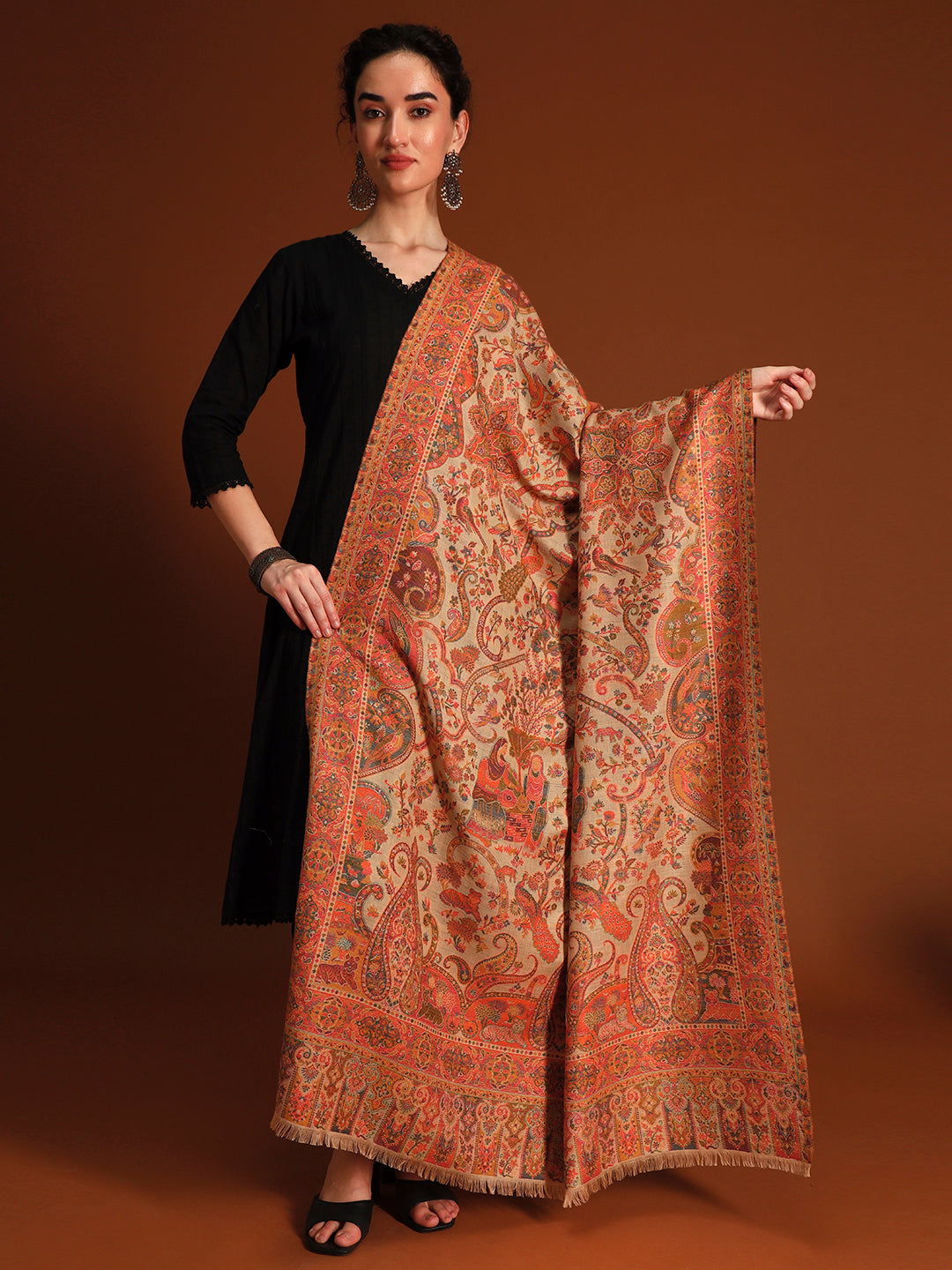 Women Royal gulistan Kaani Wool Blend Kashmiri Shawl