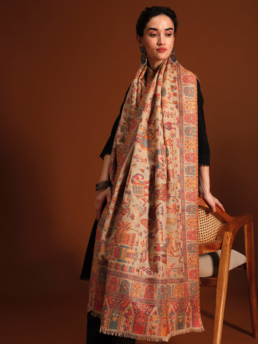Women Heritage chevron Zari Stole