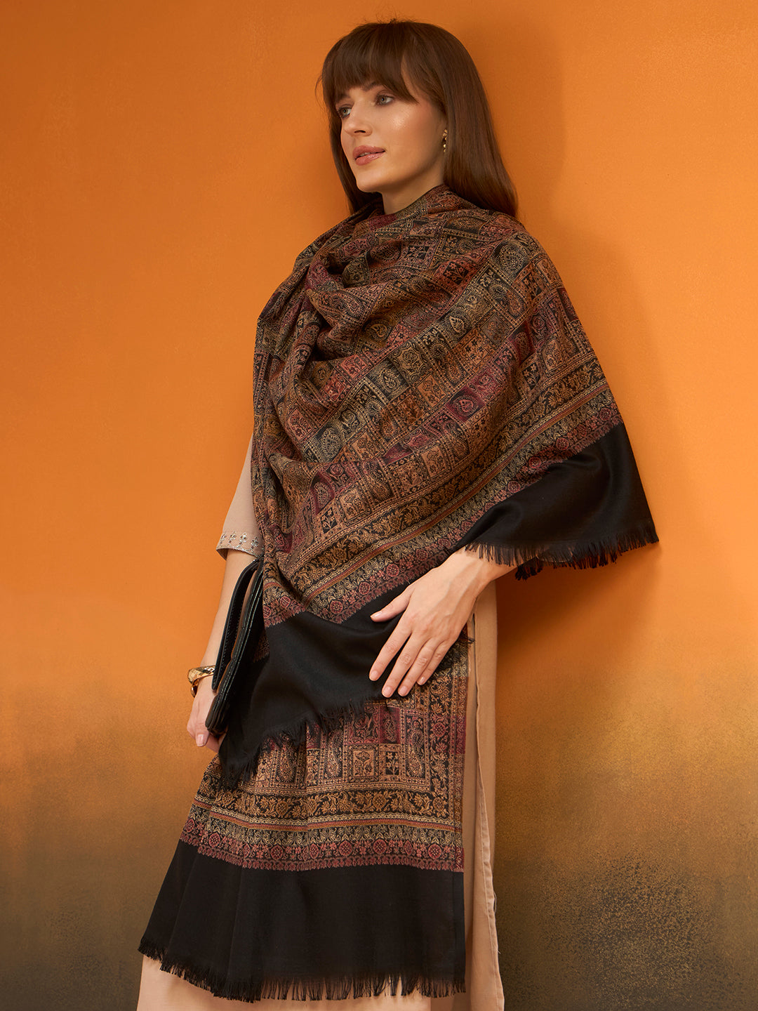 Women Regal Tapestry Kashmiri Jamawar Woven Shawl