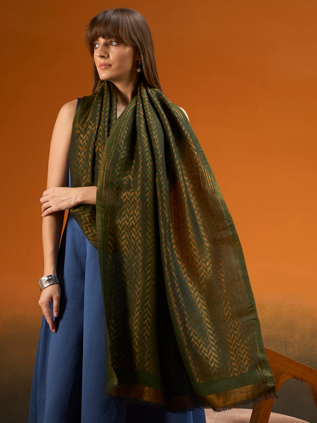 Women Heritage chevron Zari Stole