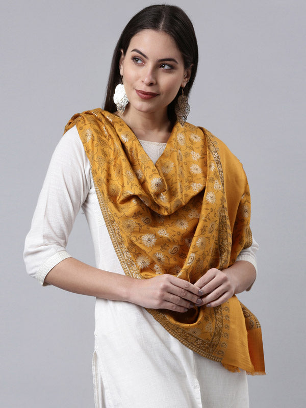 Kaani Stole with Silky Zari Weave, Shawl, Wrap (Size 72X208 CM)