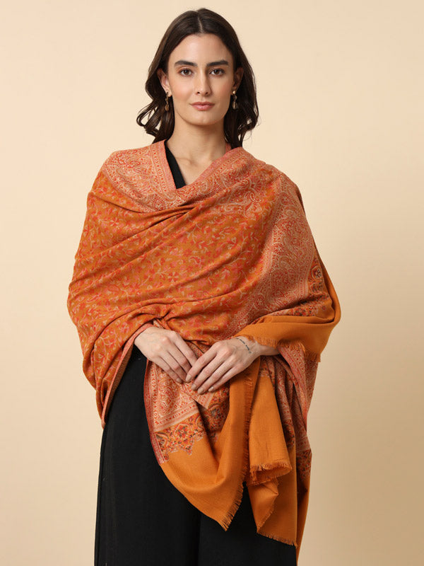 Women's Surmai Kaani Woven Design Shawl (Size: 101 X 203 Cms)