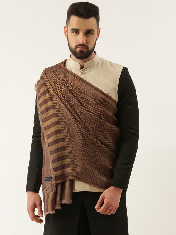 Men Fine Pashmina Wool Blend Stole, Shawl, Scarf (Size 28X80 inches)