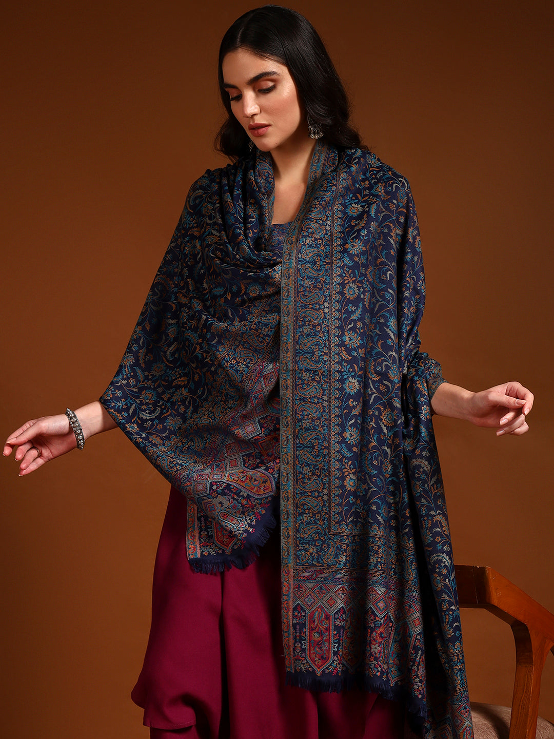 Pashmoda Women Nazrana Kashmiri Jamawar Woven Shawl (Size: 101X203 CM)