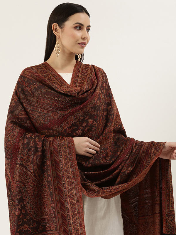 Kashmiri Royal Paisley Design Jamawar Shawl (Size: 101 X 203 Cms)