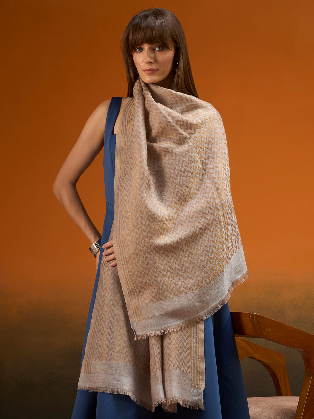 Women Heritage chevron Zari Stole