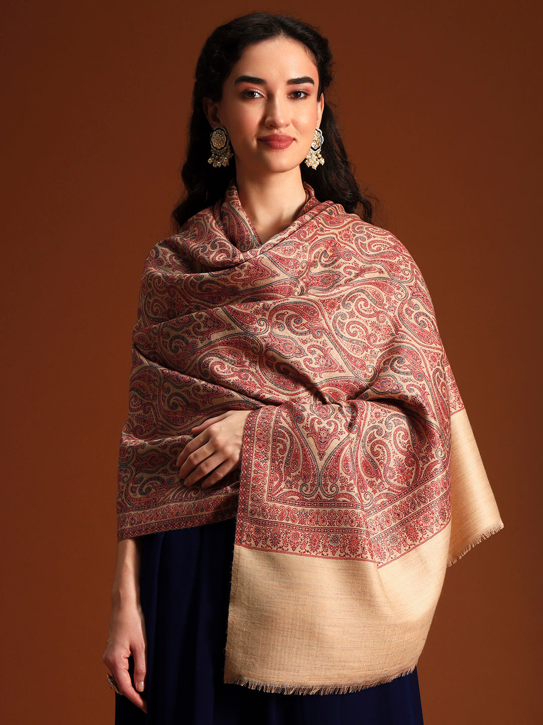 Pashmoda Women Regalis Zari Reversible Kaani Fine Wool Shawl, Shawl, Scarf, Heritage Kashmiri Pashmina Stole, Evening Wrap (Size 40X80 inches)