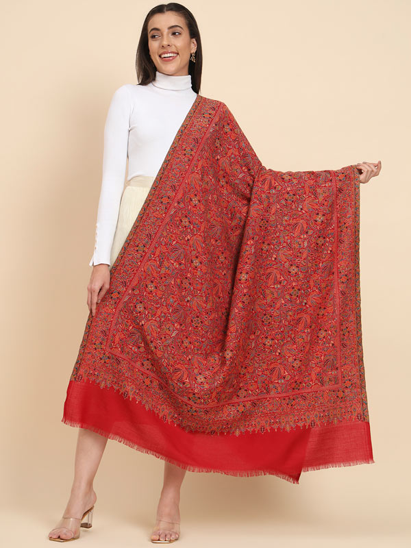 Women  Gul-e-meher Kaani Wool Shawl (Size 101X203 CM)