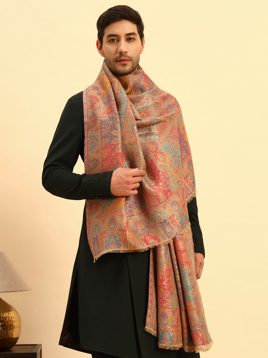 Pashmoda Men Naazneen Kaani Wool Blend Kashmiri Shawl (Size: 101X203 CM)