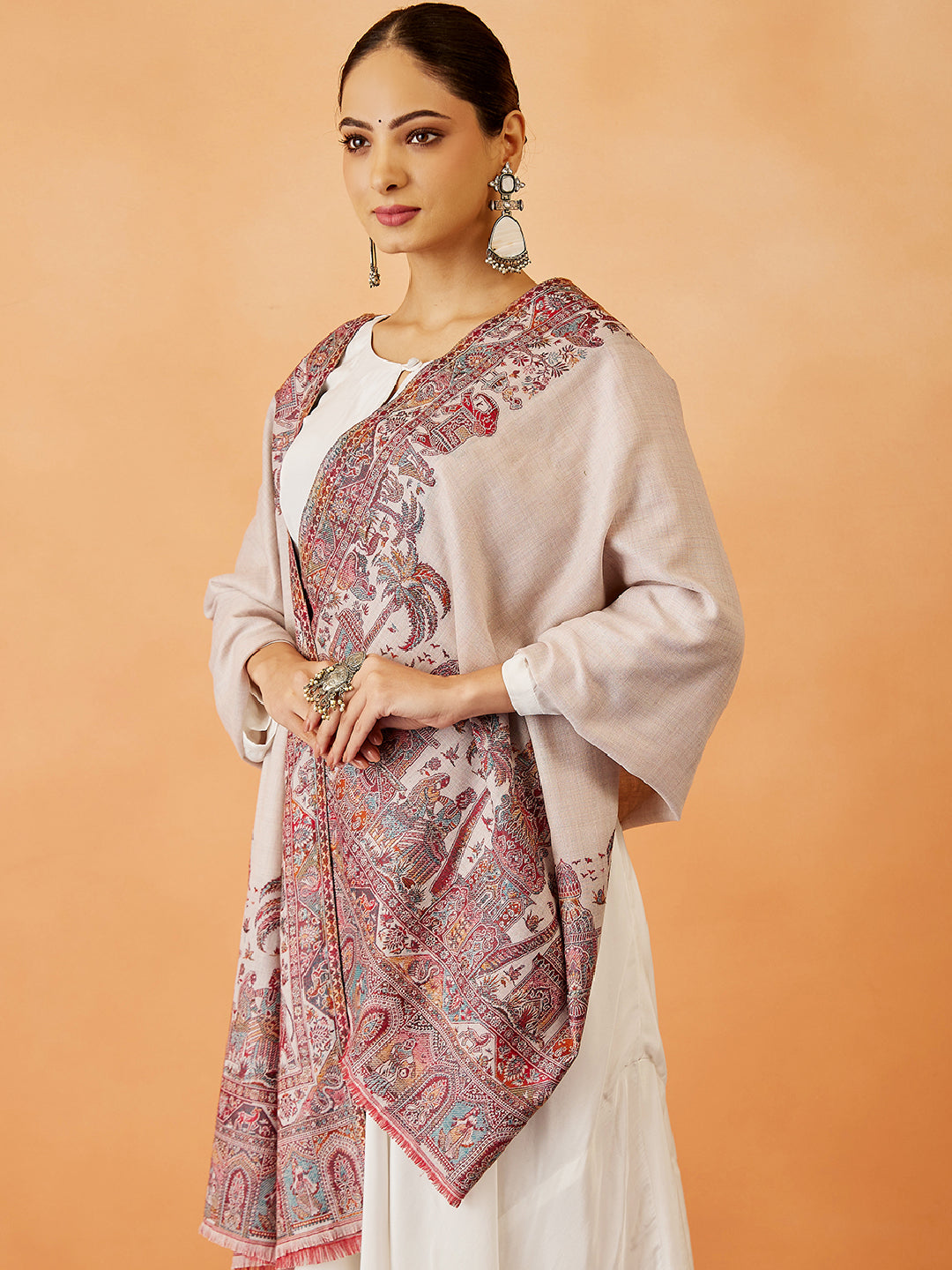 Women Gulzaar Kashmiri Jamawar Woven Shawl (Size: 101X203 CM)