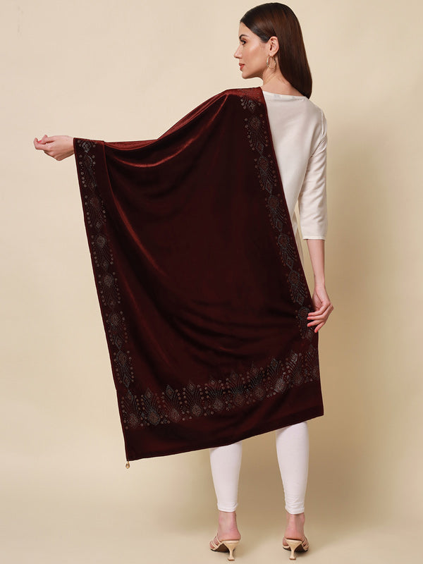 Women's Zehreen Velvet Crystal Shawl (Size 72X207 CM )