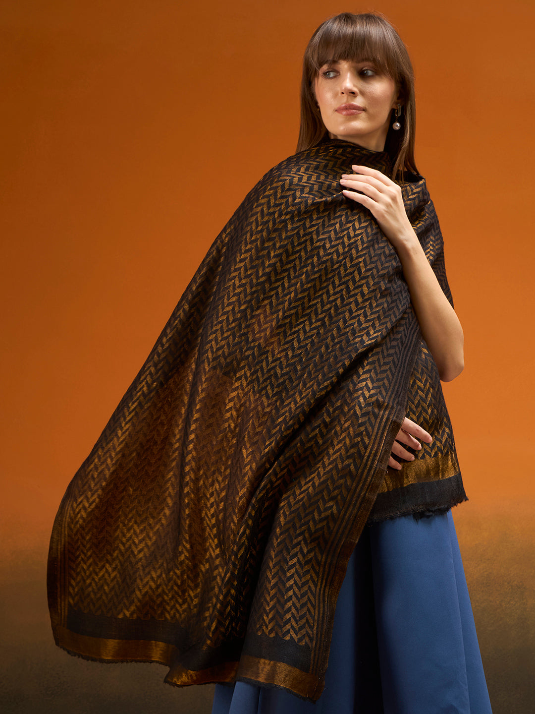 Women Heritage chevron Zari Stole