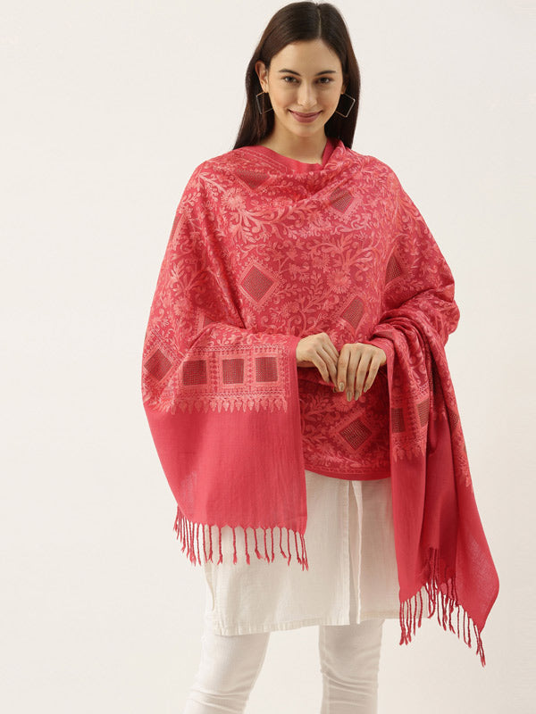 Pure Wool Swarovski with Aari Embroidered Stole (Size 71X203 CM)