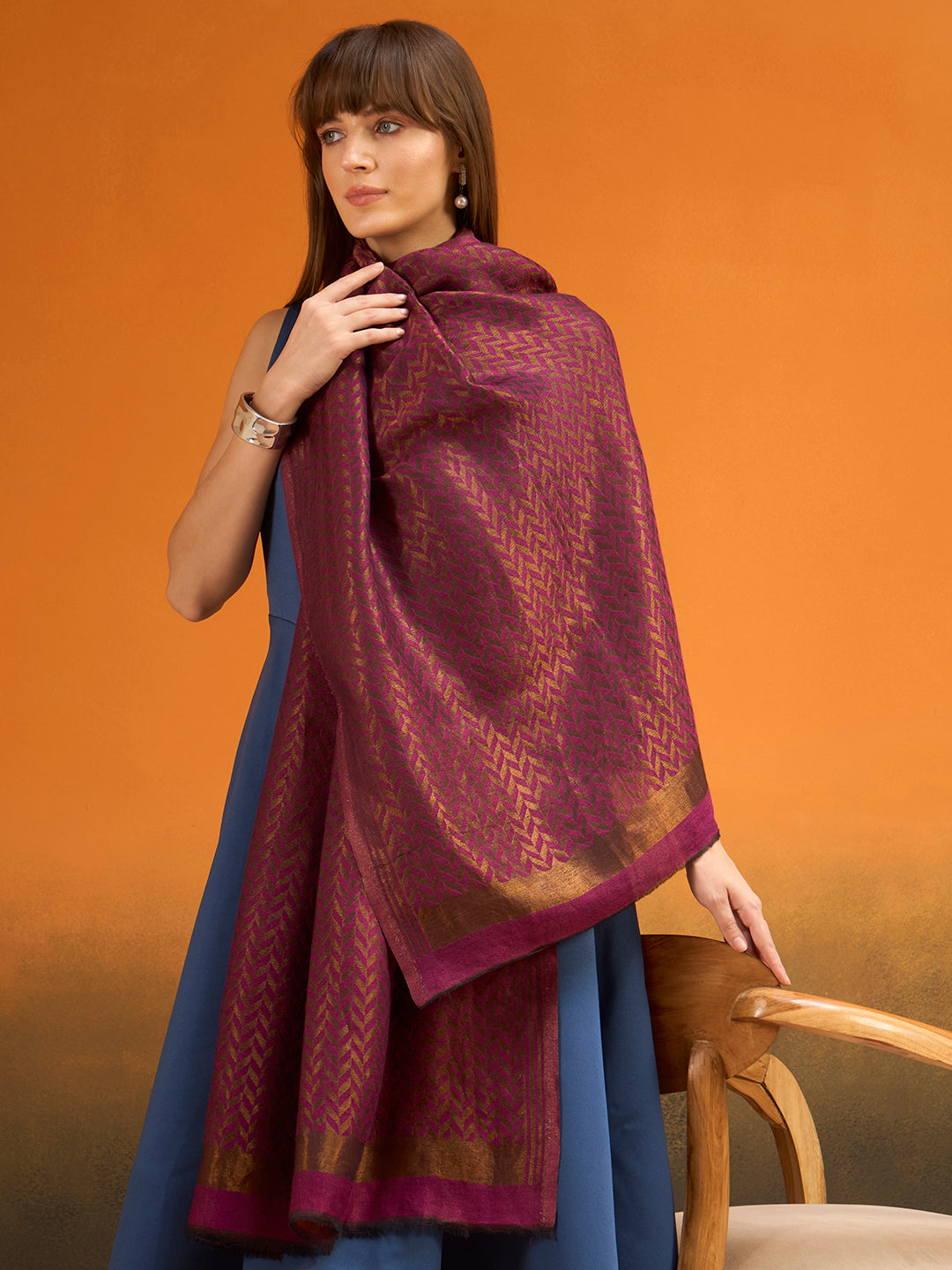 Women Heritage chevron Zari Stole