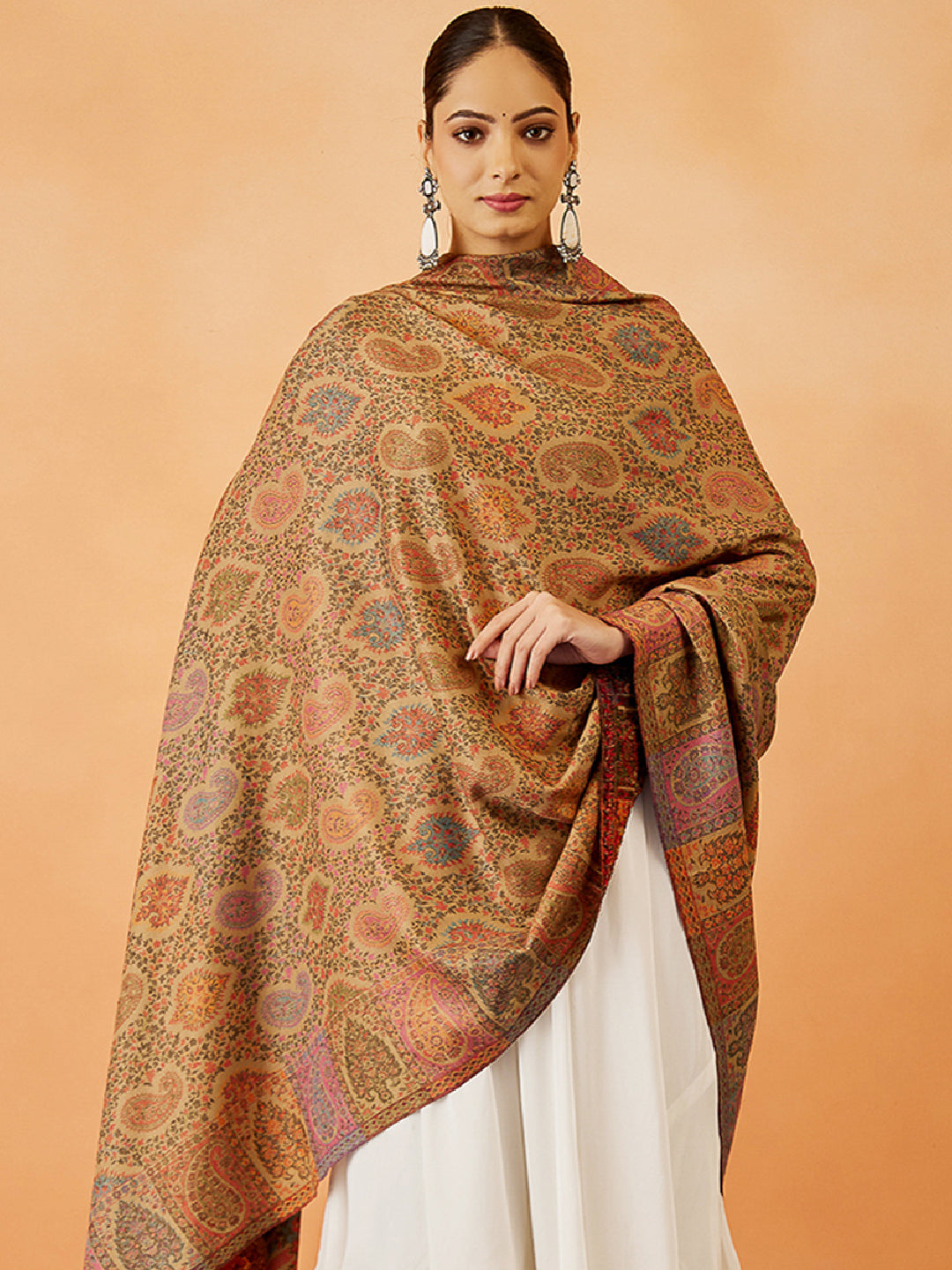 Women Dilruba Kaani Wool Blend Kashmiri Shawl (Size: 101x203 CM)